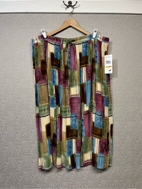 🆕 24W Alfred Dunner Pleated Patchwork Midi Skirt in Multicolor NWT